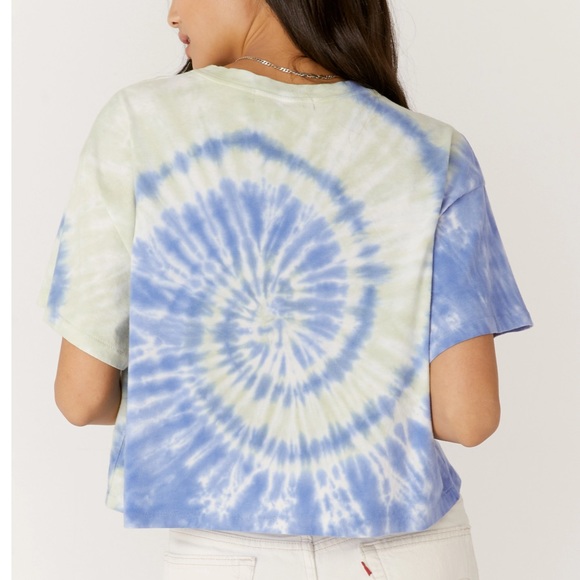 NWT DAYDREAMER 100% Cotton Green Iris Tie Dye Boxy Crop Tee Top Size Small - Picture 13 of 15